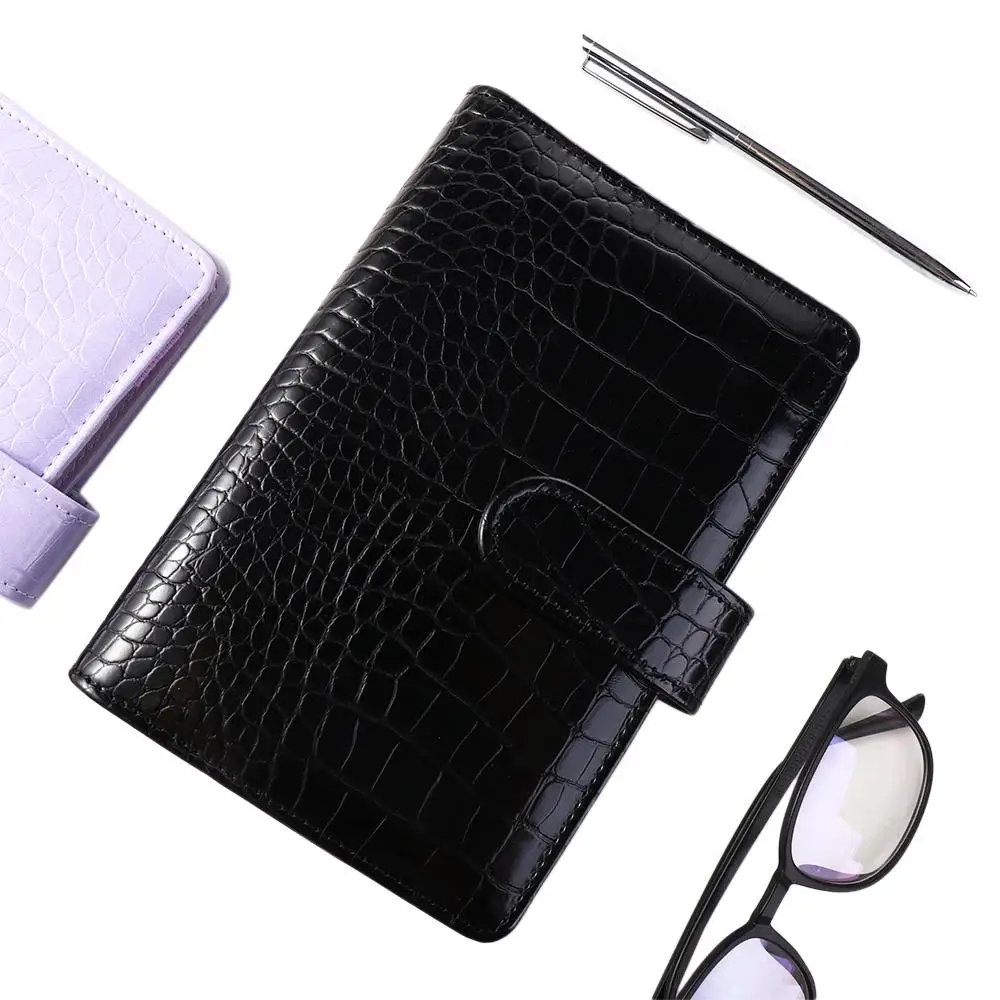 Book Stationery Ring Binder A6 Notebook PU Leather Crocodile Pattern Notepad Cover Notebook Cover Binder Cover Loose-Leaf Cover