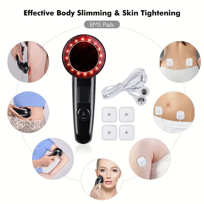 6 In 1 อัลตราซาวด์ Cavitation Body Slimming Massager ลดน้ําหนัก Anti-Cellulite Galvanic อินฟราเรด LED Light Face Lifting เครื่อง