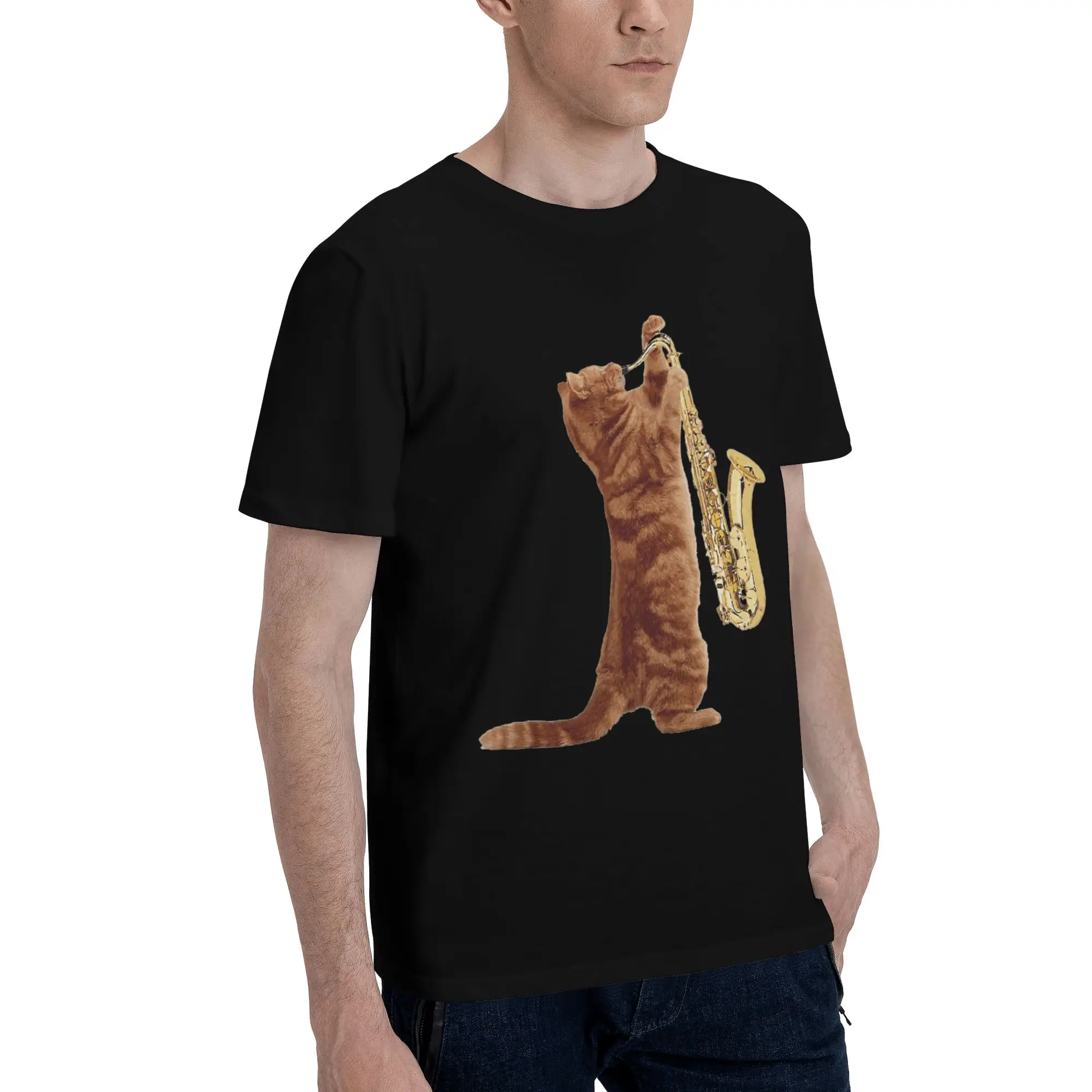 

Саксофонист-музыкальные девушки Y2k Графическая мужская футболка Негабаритные футболки Мужские хлопковые футболки с круглым вырезом Короткие летние мужские футболки