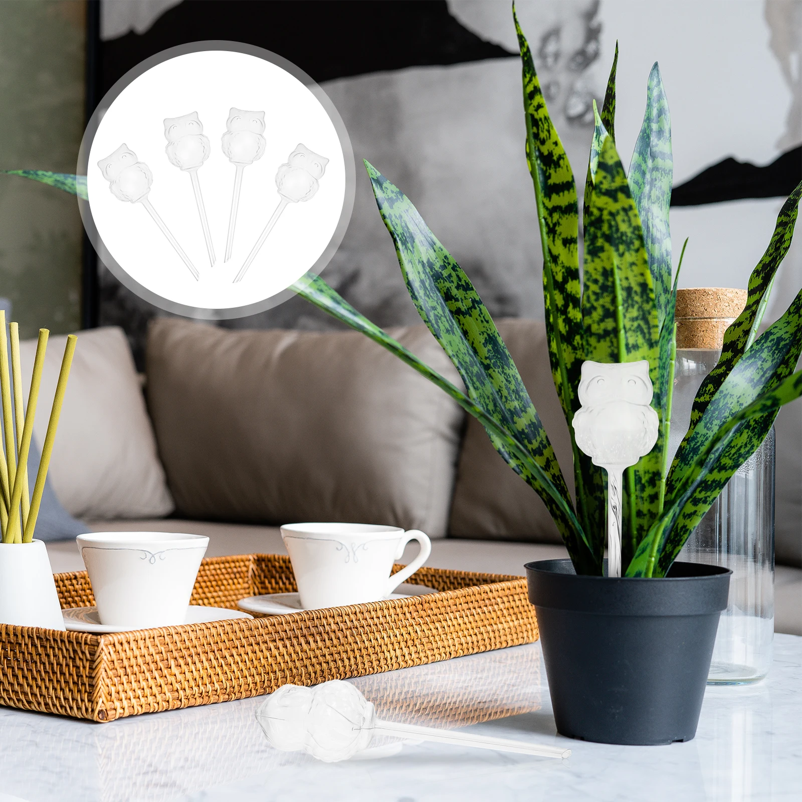 

4Pcs Self Watering Bulb Automatic Watering Device Owl Shape PVC Plant Waterer for Houseplants Hanging Garden Lawn Irrigation