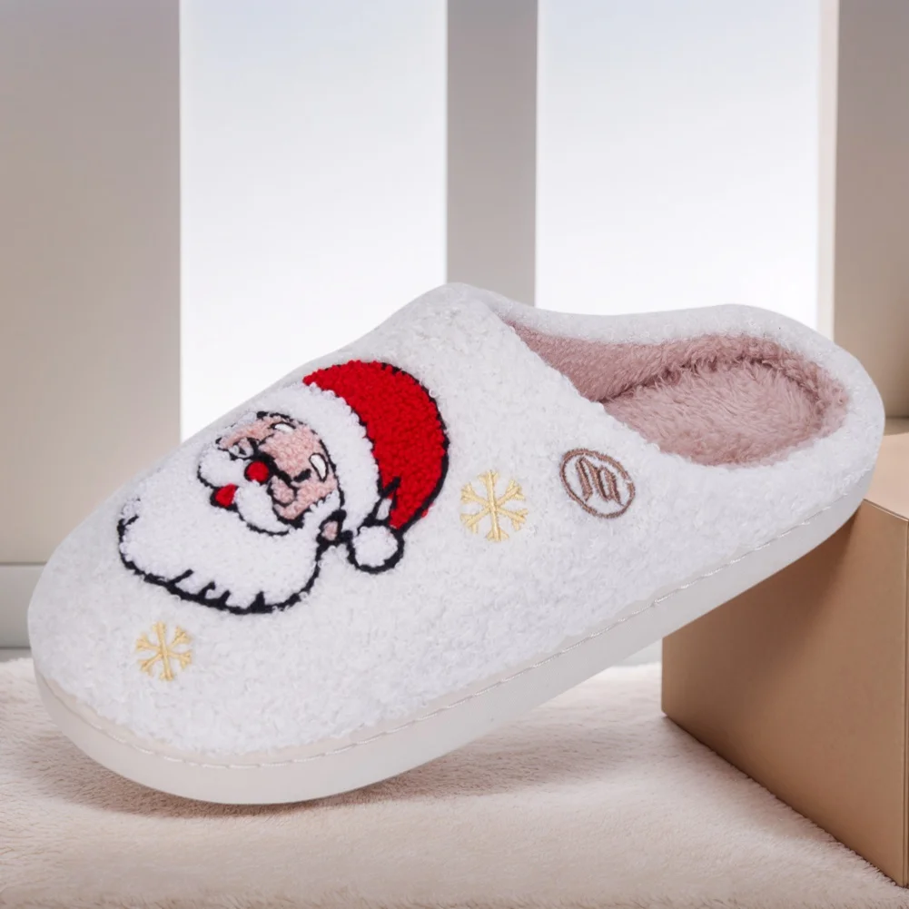Christmas Santa Claus Warm Slip-on House Shoes Comfortable Thermal Couple Slippers Non-Slip Fluffy Home Slippers for Men Women - Image 2