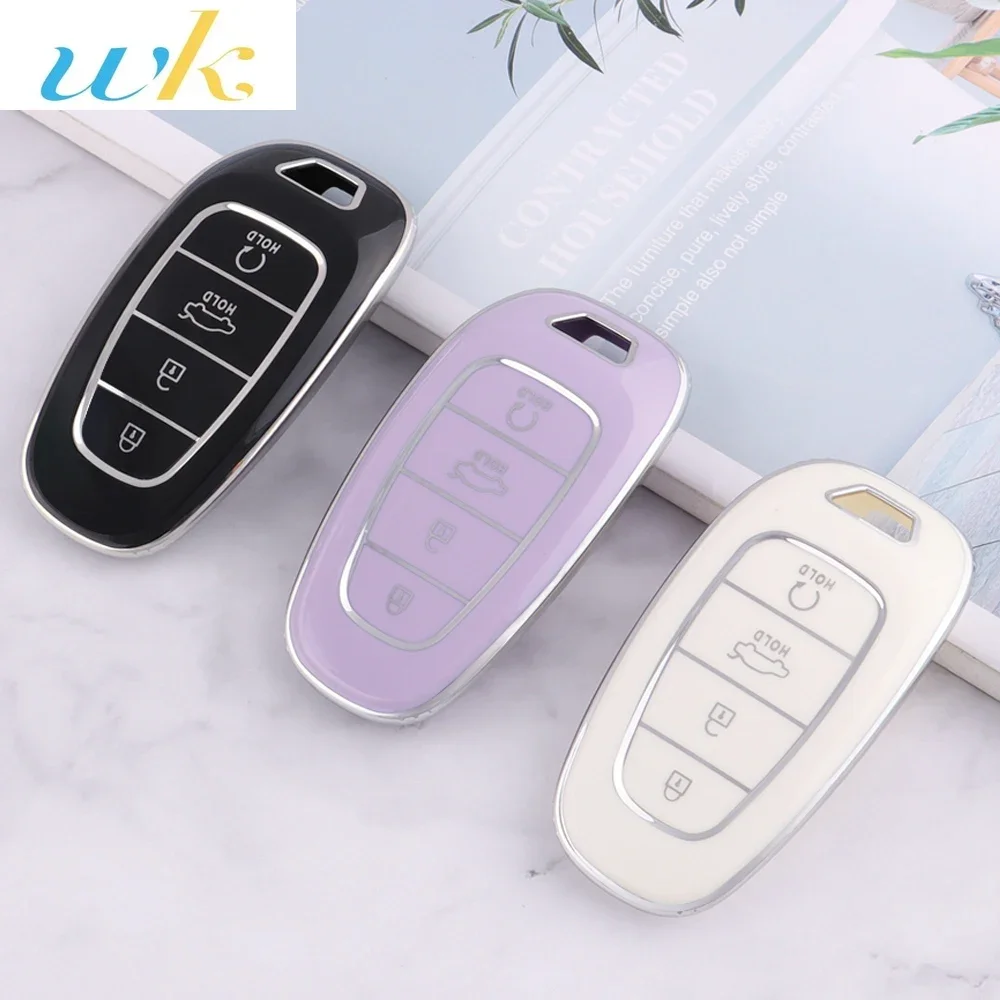 

Fashion TPU Car Key Case Cover Shell Fob For Hyundai Tucson Solaris Sonata Hybrid NEXO NX4 Santafe Dn8 4 Buttons 2020 2021 2022