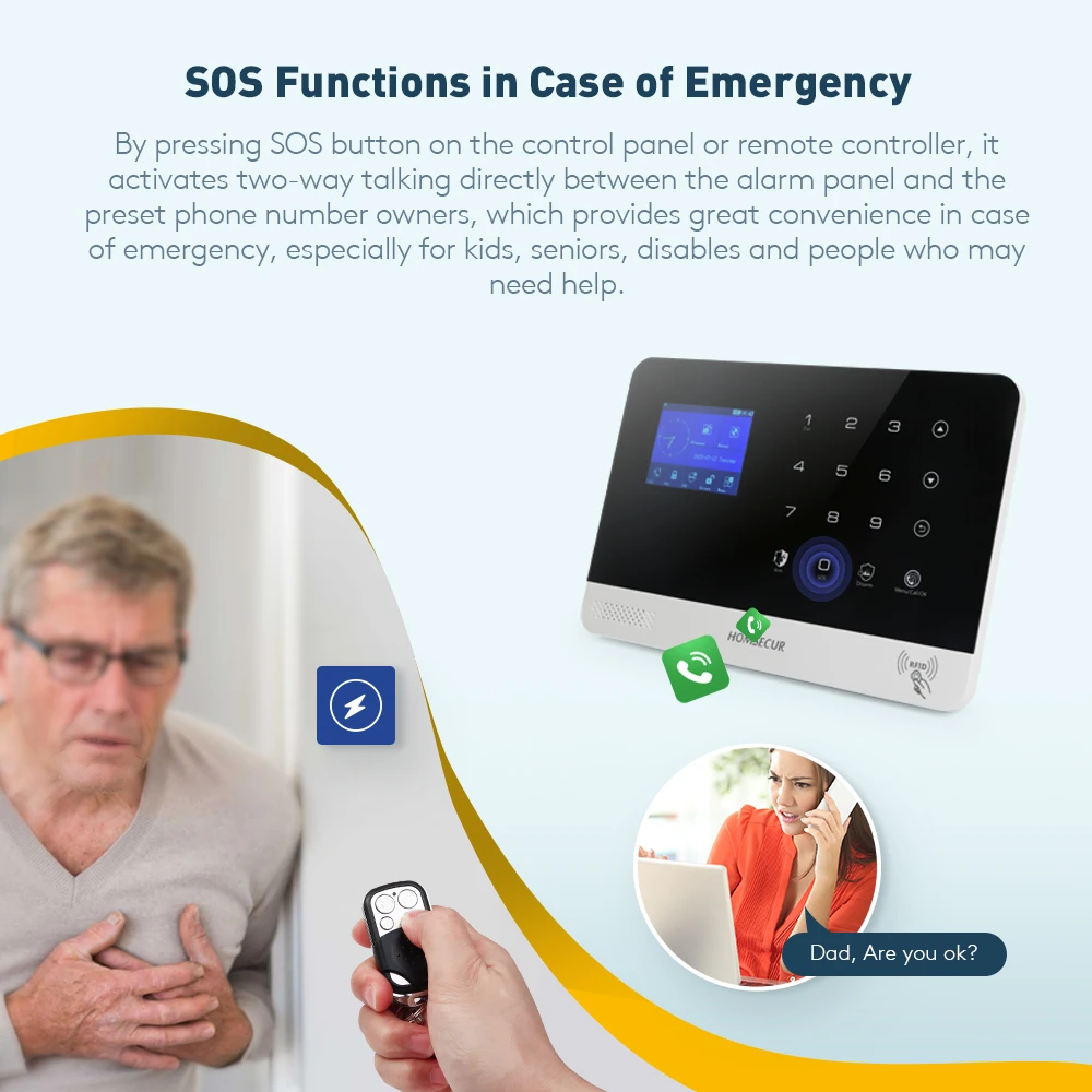 WiFi 4G GSM Wireless RFID Alarm System SMS Autodial for Home Burglar Security Tuyasmart House App Control 433MHz PIR Door Sensor