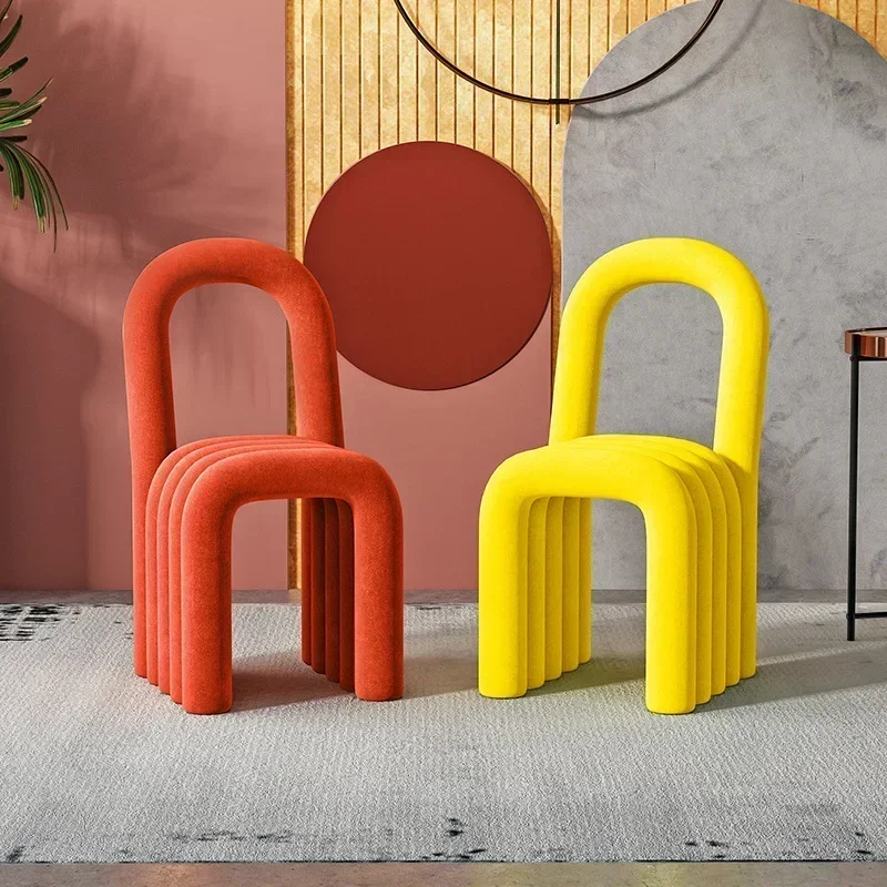 Nordic Rainbow Dining Chair Creative Special-Shape Makeup Dressing Stool for Bedroom Living Room Decorative Chair Ottoman