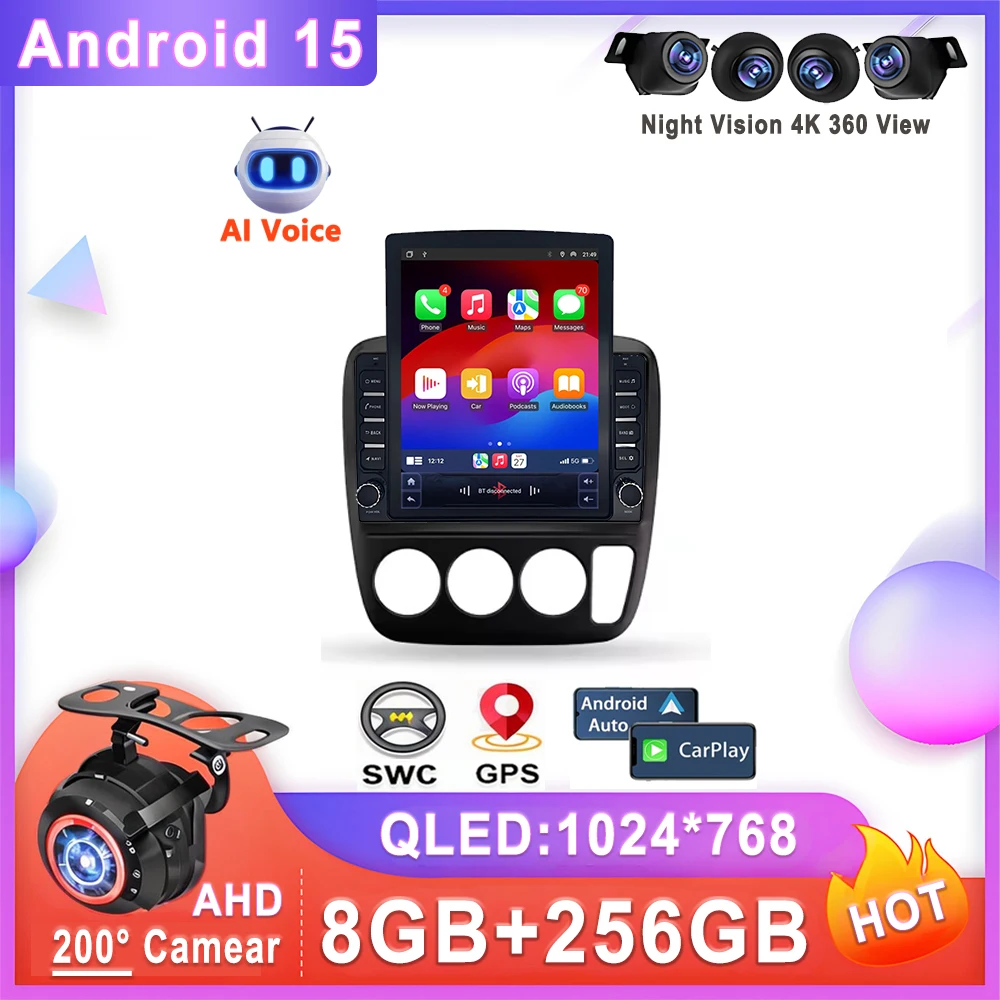 

9,7-дюймовый CarAndroid 15 для Honda CR-V CRV 1995-2001 авторадио стерео головное устройство мультимедийный плеер без 2din DVD QLED экран BT 5G