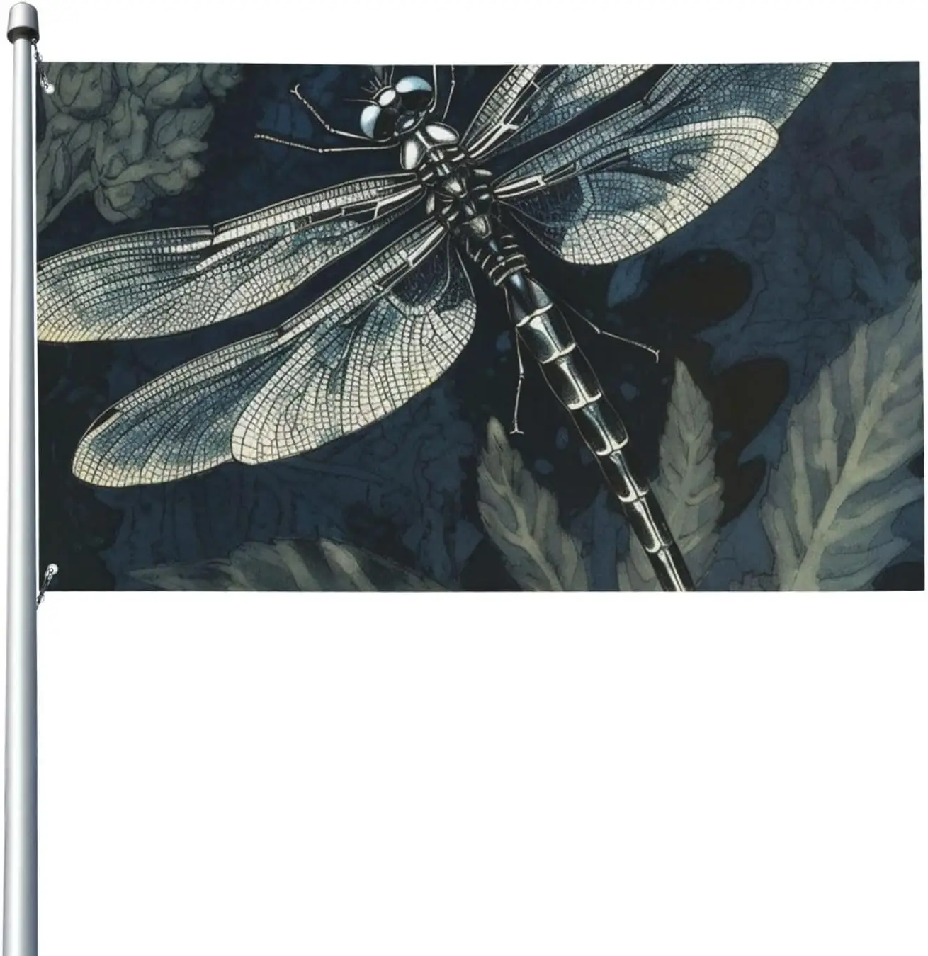 Outdoor Welcome Yard with 2 Grommets Single Sided Outdoor Flag Dragonfly Perched Pattern Flag HD Printing Duty Polyester Banners