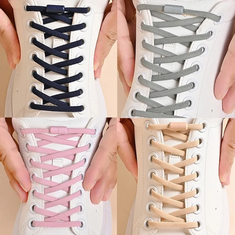 No Tie Semicircle Shoelace Elastic Laces Sneakers Stretchy Lazy Round Shoelaces Without Ties Metal Lock Laces Shoes Accessories image 6
