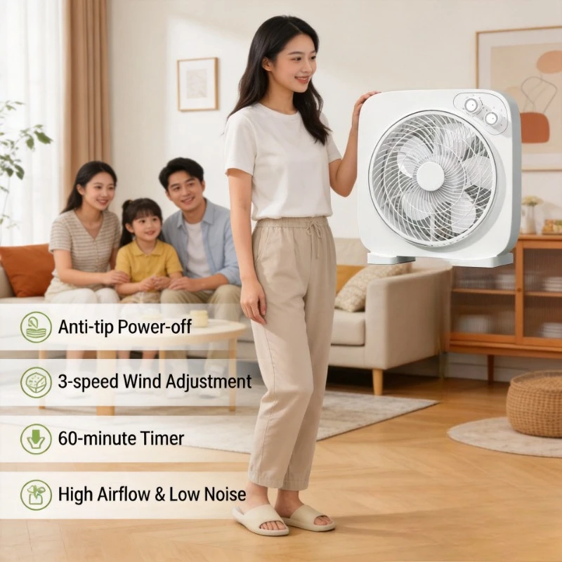 

Household Desktop Box Fan Mute Timing Mini Cooling Fan For Student Dormitory Bedroom 220V