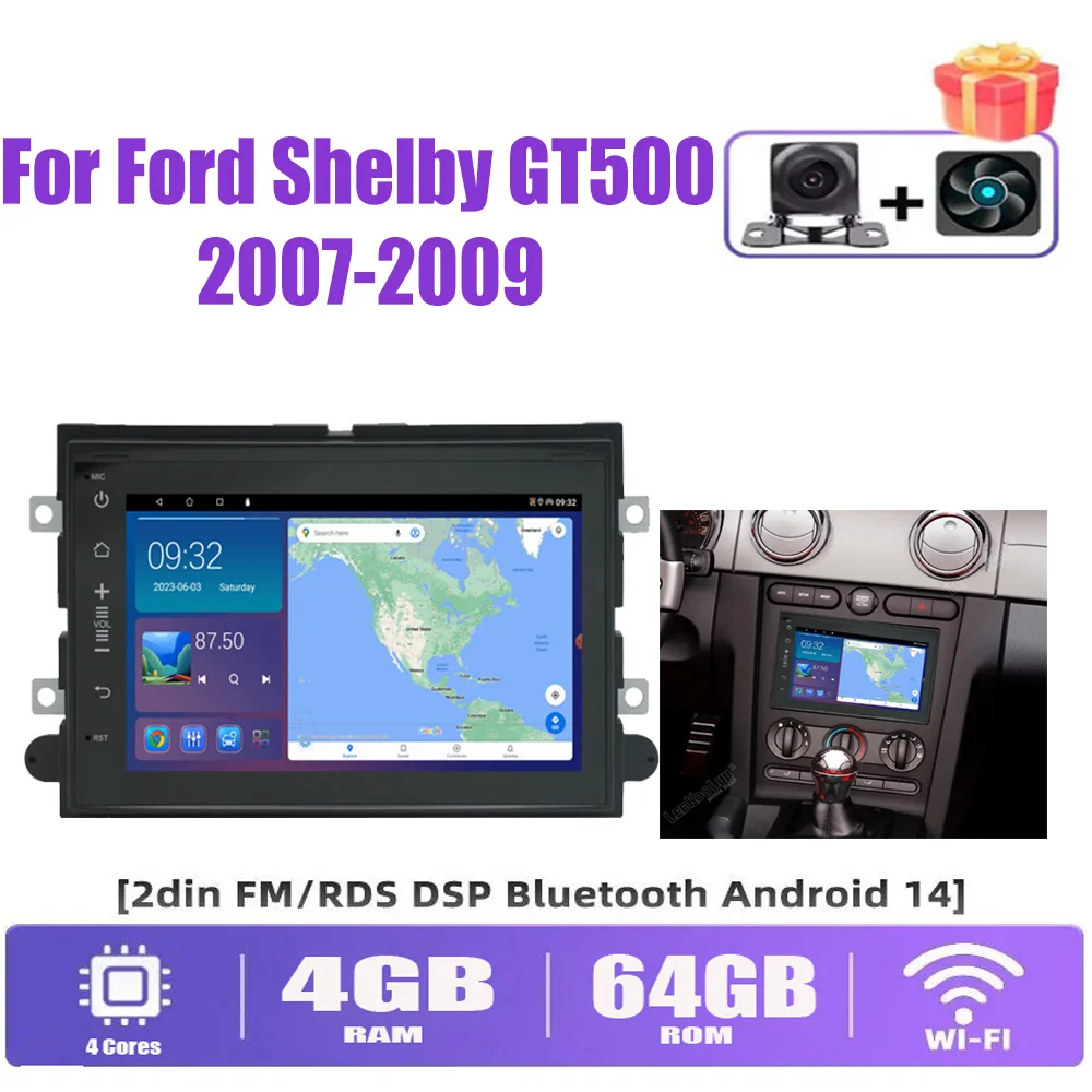 

7" 4+64GB For Ford Shelby GT500 2007-2009 Car Stereo Radio Apple Carplay Android Auto Head Unit FM BT GPS