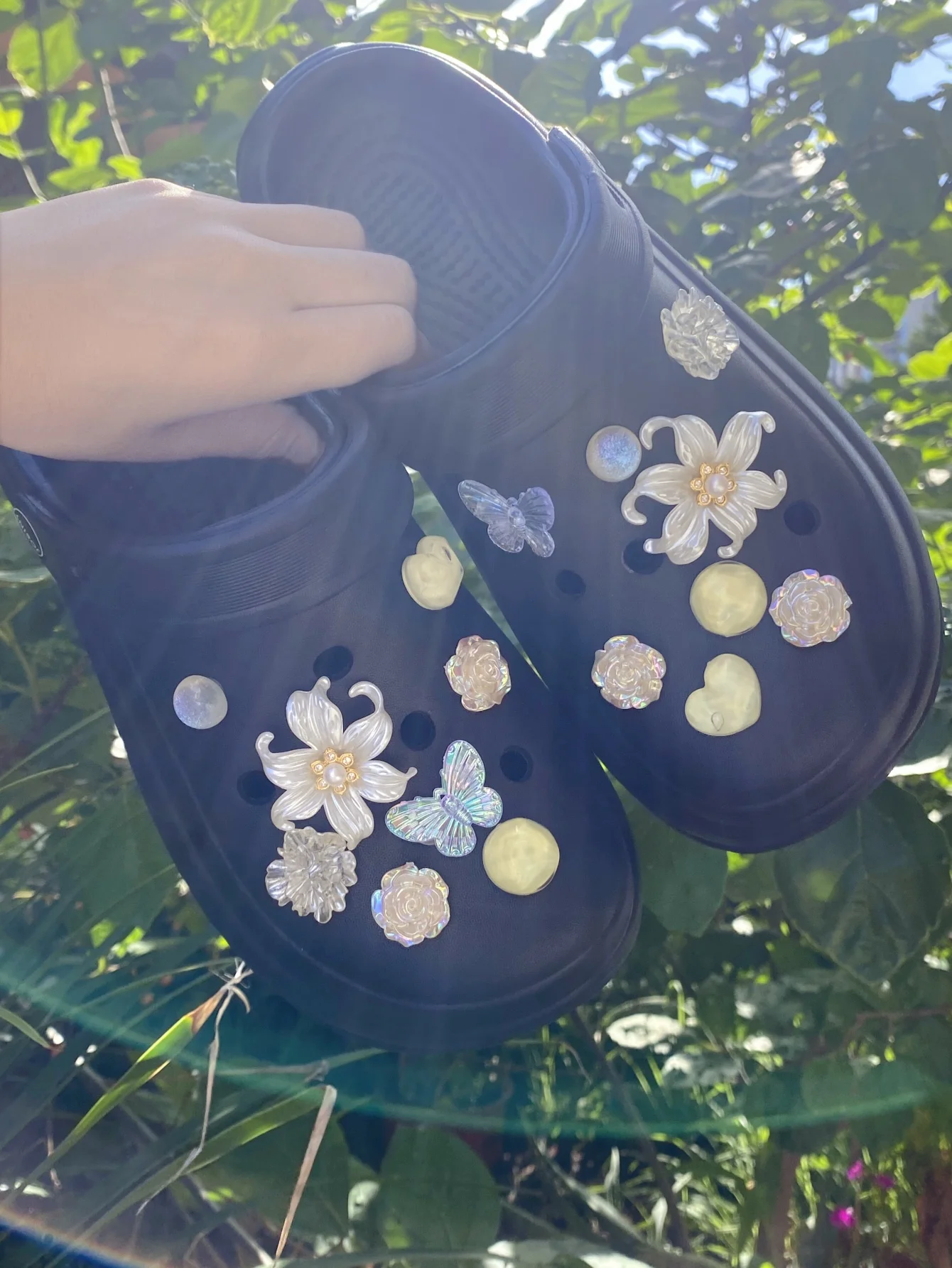 

16 pieces of lily butterfly water ripple heart-shaped crocs accessories, ABS shoe flowers, DIY decorations, multi-functional sho