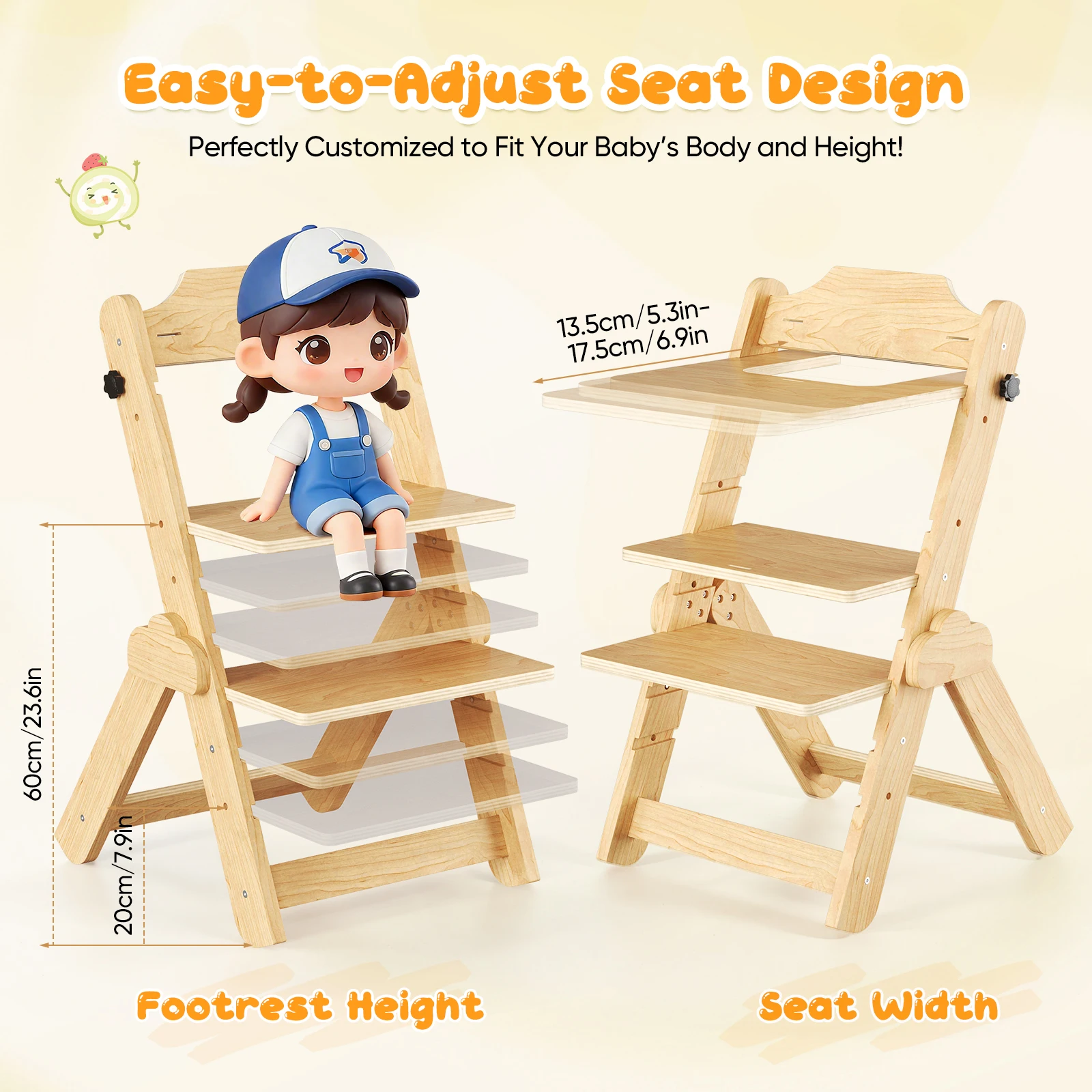 Silla de comedor de madera maciza para bebé, silla plegable para niños, sillón cómodo, sillas de diseño, silla estética moderna para niños