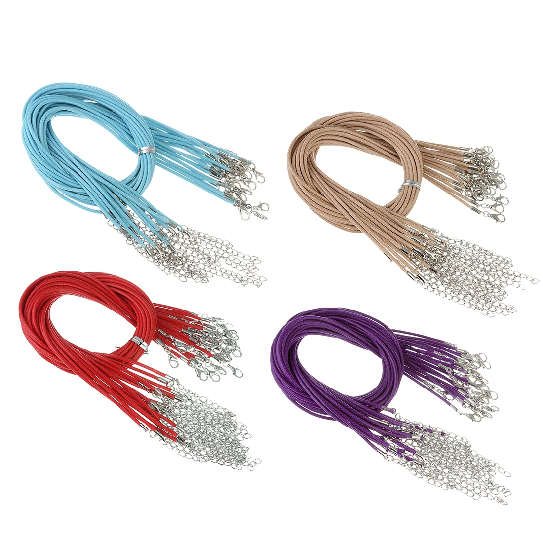 10Pcs/Lot 45-50cm Colorful Adjustable Leather Rope Chain Cord For DIY Pendant Necklace Keychain Clasp Jewelry Crafts Accessories