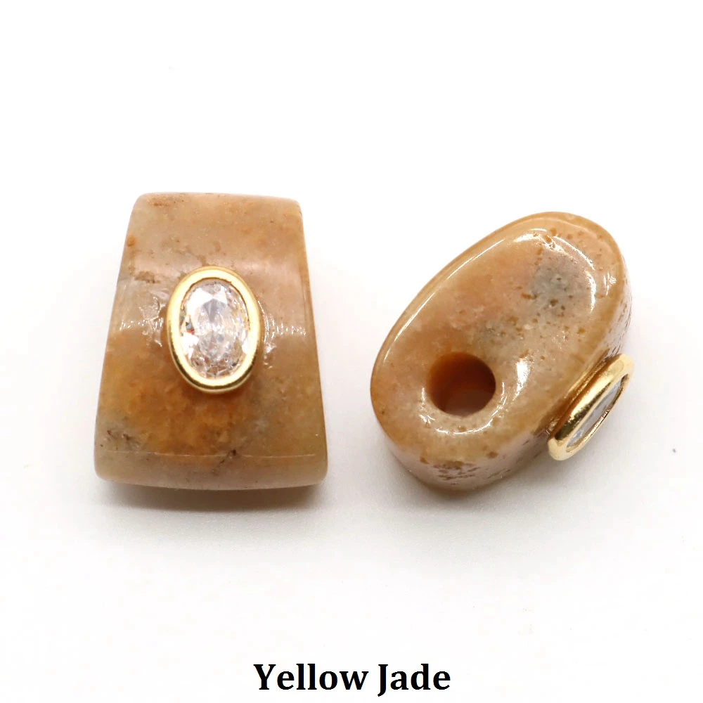 Axtförmige Naturstein-Kristallperlen mit Großem Loch, Eingelegter Zirkon, Lose Abstandsperlen für DIY-Armband- und Halsketten-Schmuckherstellung – Detail 18