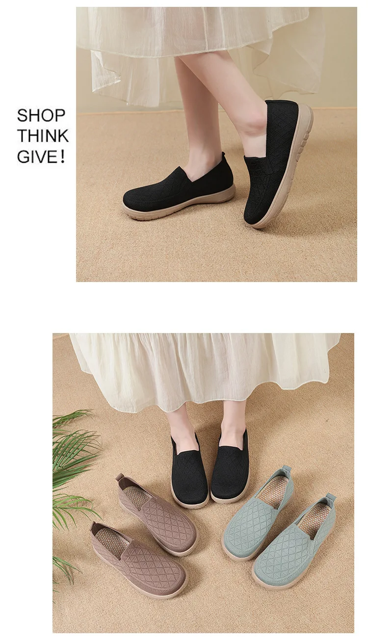 Damen Slip-On Schuhe im Stil von alten Peking-Stoffschuhen, atmungsaktive, gewebte, flache Schuhe, weich, rutschfest, bequem, zum Gehen, für Mütter, lässig, alltagstauglich, leichte Sneaker – Detail 10
