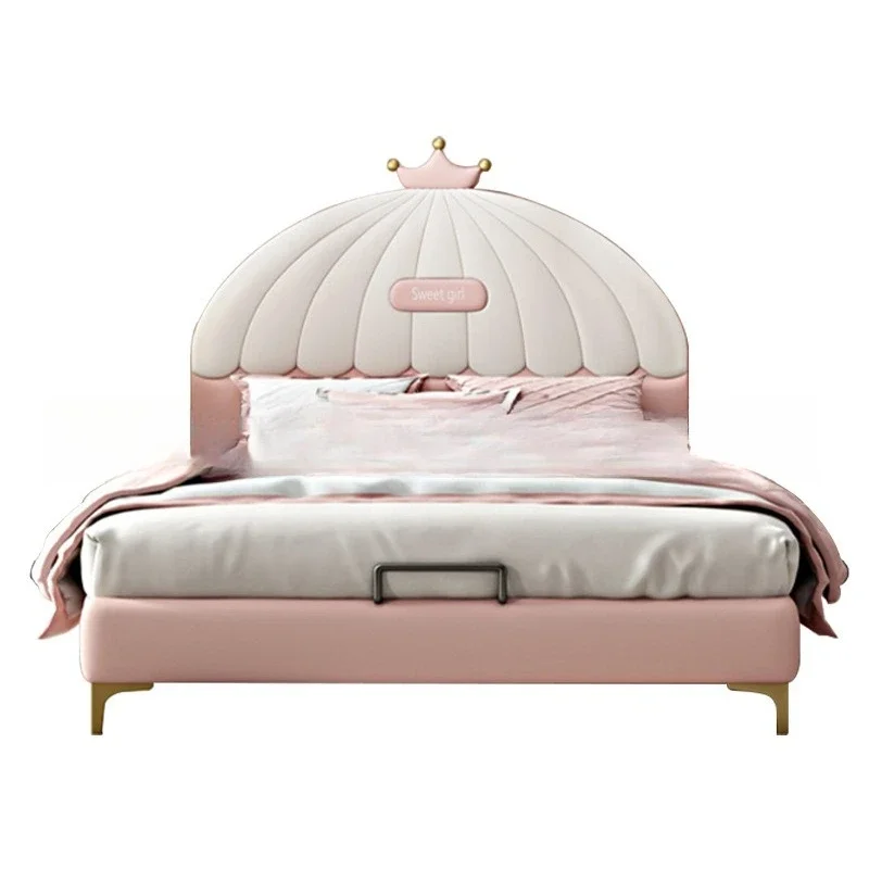 Children's bed Soft bag leather bed Teen children's  Boys and girls Solid wood soft bag single  Children's