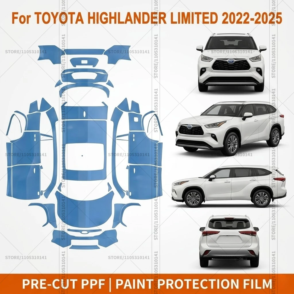 

Предварительно нарезанная прозрачная защитная пленка PPF для бампера автомобиля, прозрачная автомобильная пленка для Toyota Highlander Limited 2022-2025