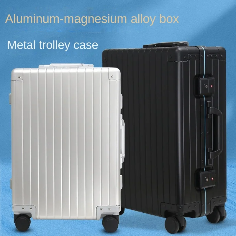 Trendy advanced aluminum alloy rolling luggage, unisex business travel case, 20 inch