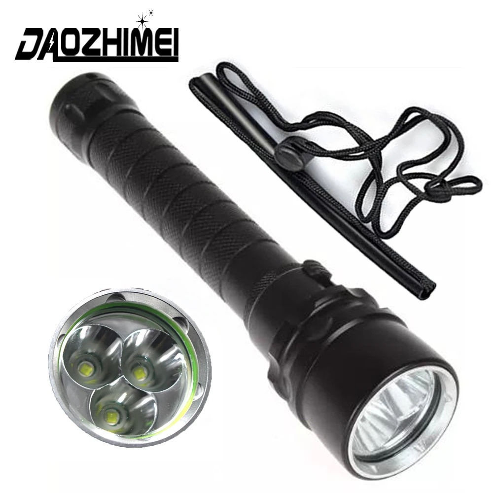 

Underwater 100m Diving Flashlight 6000 Lumen 3*T6 Dive Flash light light Lamp Torch Outdoor Dive Waterproof headlights