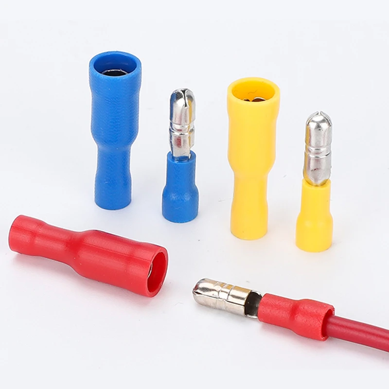 Male Female Butt connecting terminal Bullet Type Lnsulated Electrical Connector PVC plug-in spring cold pressed wiring terminals