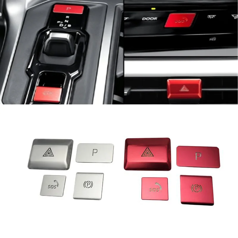 

4pcs/Lot Aluminum Alloy Hazard Warning light Lamps Electronic handbrake Reading Light Decoration Cover For 2026 Toyota RAV4 MK6