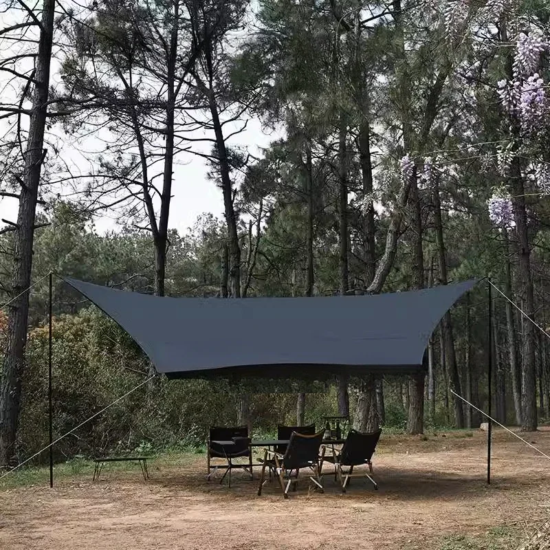 

Vinyl canopy tent outdoor camping camping silver-coated sunscreen wind and rain awning spring outing equipment blackened wind