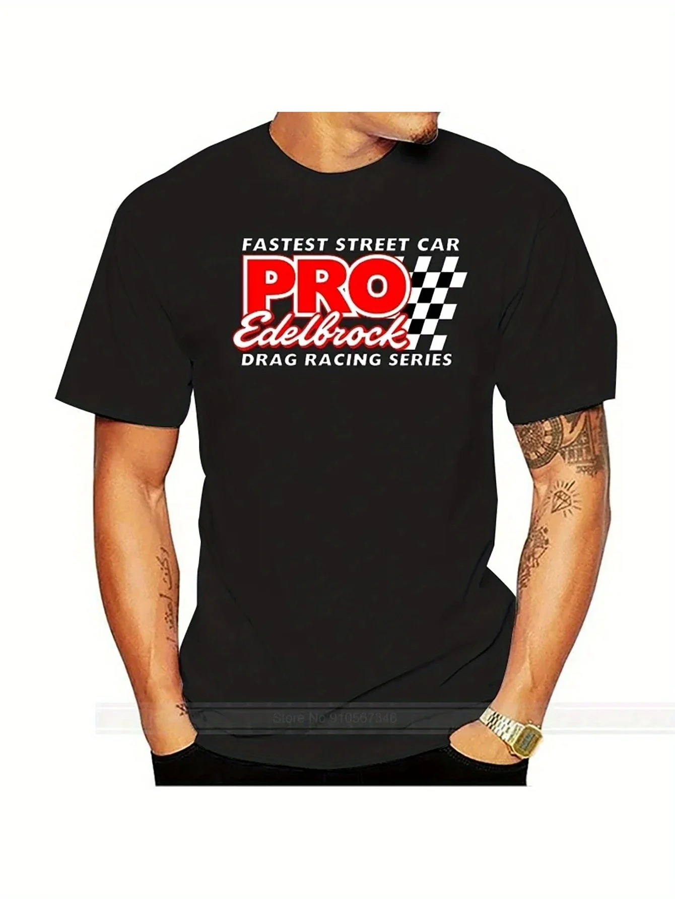 

EDELBROCK Pro Trailer Racing Motorcycle Collection Men's T-Shirt Fastest Streetcar Pattern 100% Cotton Casual Version