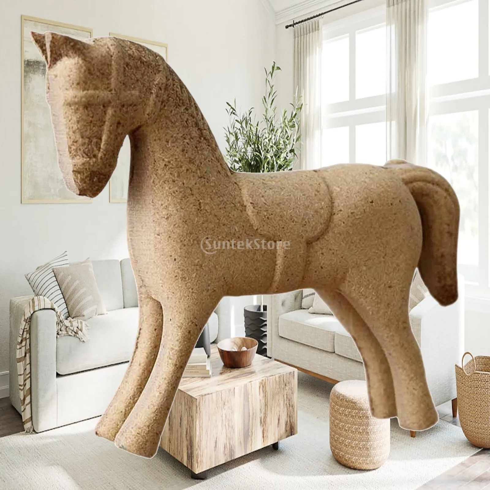 Horse Sculpture Handmade Wood Blank Ornament DIY Painting Drawing for Office Home Bookshelf Countertop Housewarming Decor