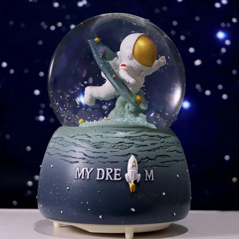 3D Astronaut Night Light Glow Crystal Ball Snowball Music Box Statue Ornament Child Birthday Party Valentine\'s Day Room Decor Gi