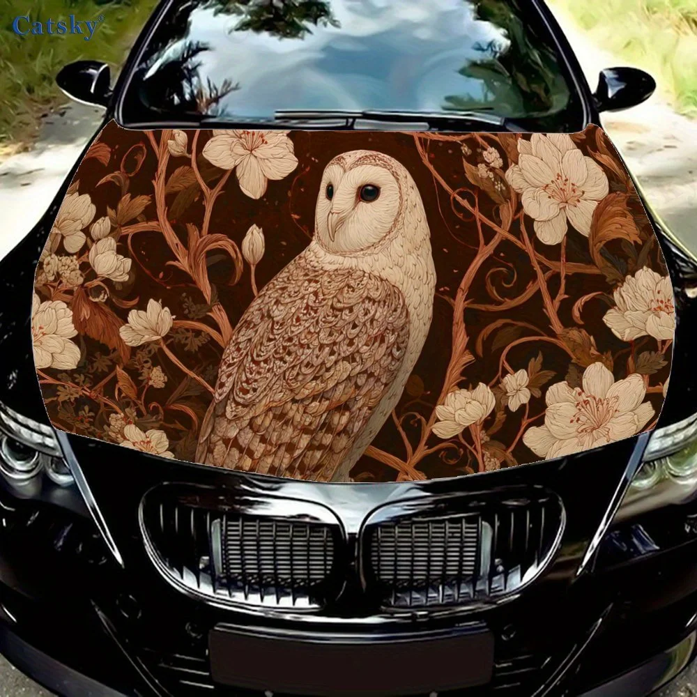 Vintage Owl and Flower print,car hood stickers,PVC waterproof Self adhesive car hood sticker,car hood decoration protection stic