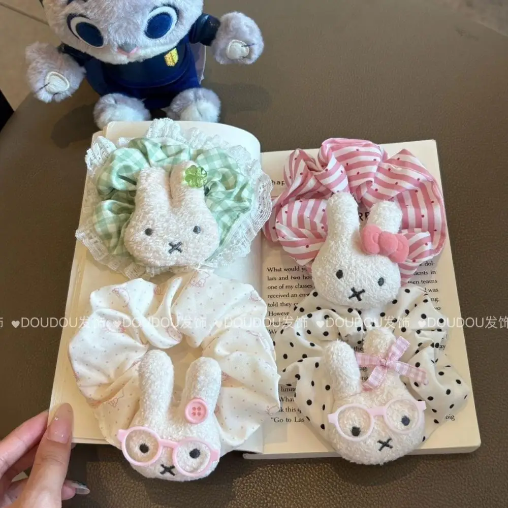 رباط شعر أرنب ميفي لطيف ولها مستوى عالٍ من المظهر، حلو وبناتي مع ربطة عنق على شكل ذيل حصان وشريط شعر #2