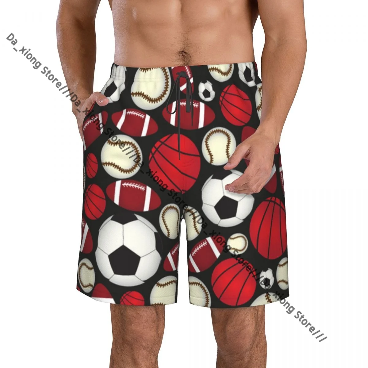 Man Swimwear Various Sport Balls Pattern Swim Shorts Trunks Beach Board Shorts Swimming Swimsuits