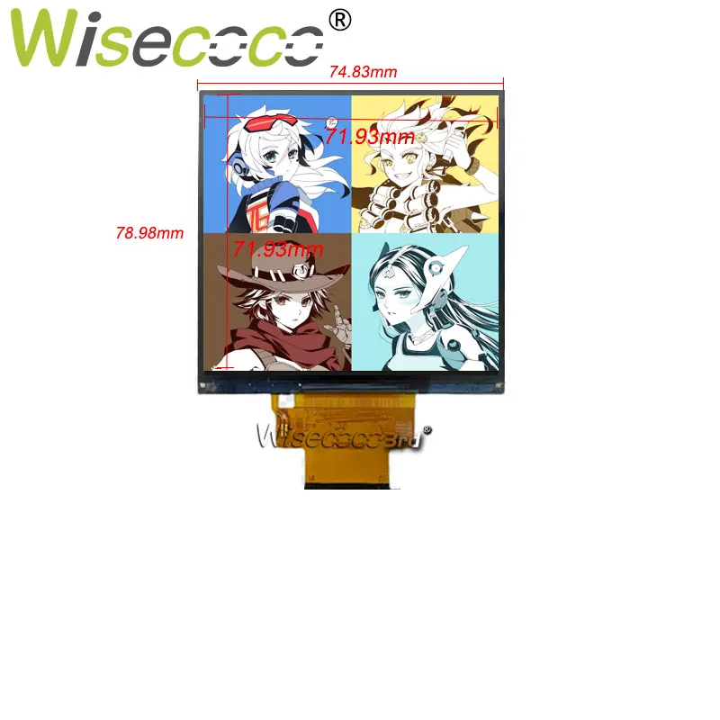 Wisecoco 4 Inch 720x720 LCD Display 1:1 Square Display Laptop Smart Home Raspberry Pi Display MIPI Driver Board