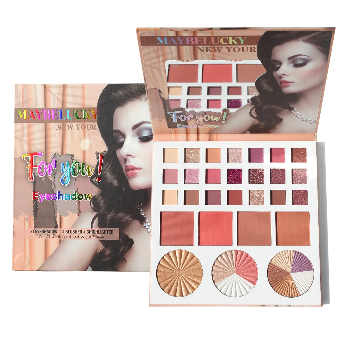 Tavolozza per trucco Set da viaggio 21 colori Ombretto 4 colori Blush 3 colori Evidenzia Matte Shimmer Ombretto da donna Cosmetici impermeabili