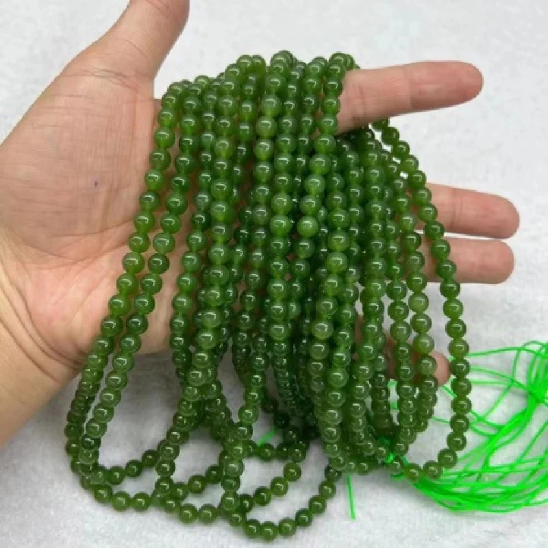 Hetian Jade Russian Material Jasper 6Mm 108 Buddha Beads Yang Green Transparent No Black Spots Density Top Quality