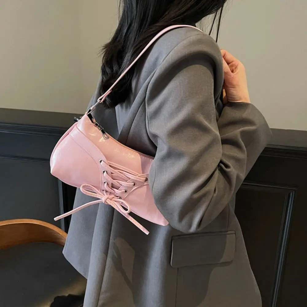 جديد ربطة القوس فيونكة حقيبة الكتف مصمم Y2k الإبط حقيبة بو الجلود الحلو المرأة حقيبة يد السيدات / الفتيات