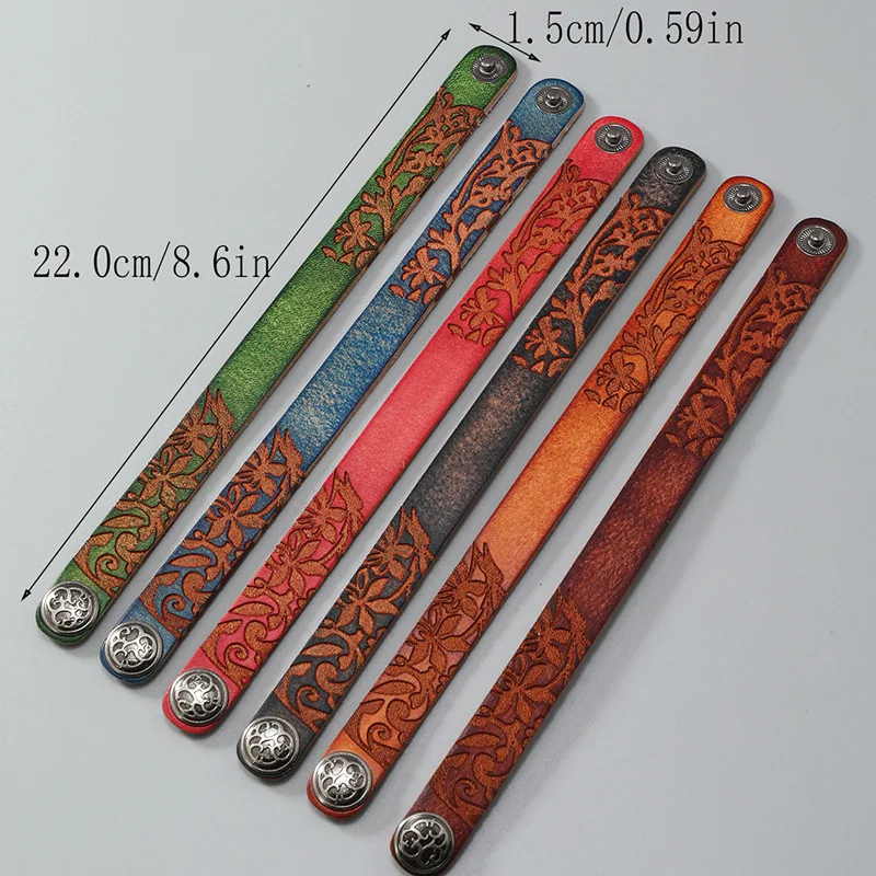 Retro minimalist patterned cowhide men's and women's bracelets