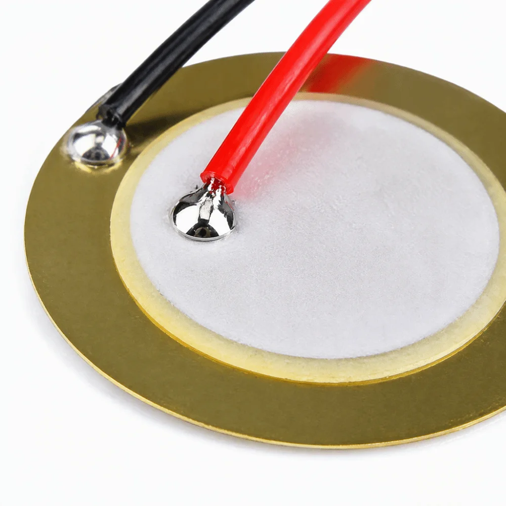 30PCS Disc Diameter: 27mm Piezo Pickup Thick 0.4mm Cord Length 330mm Sound Sensor Brass Red+Black Microphone Trigger Element