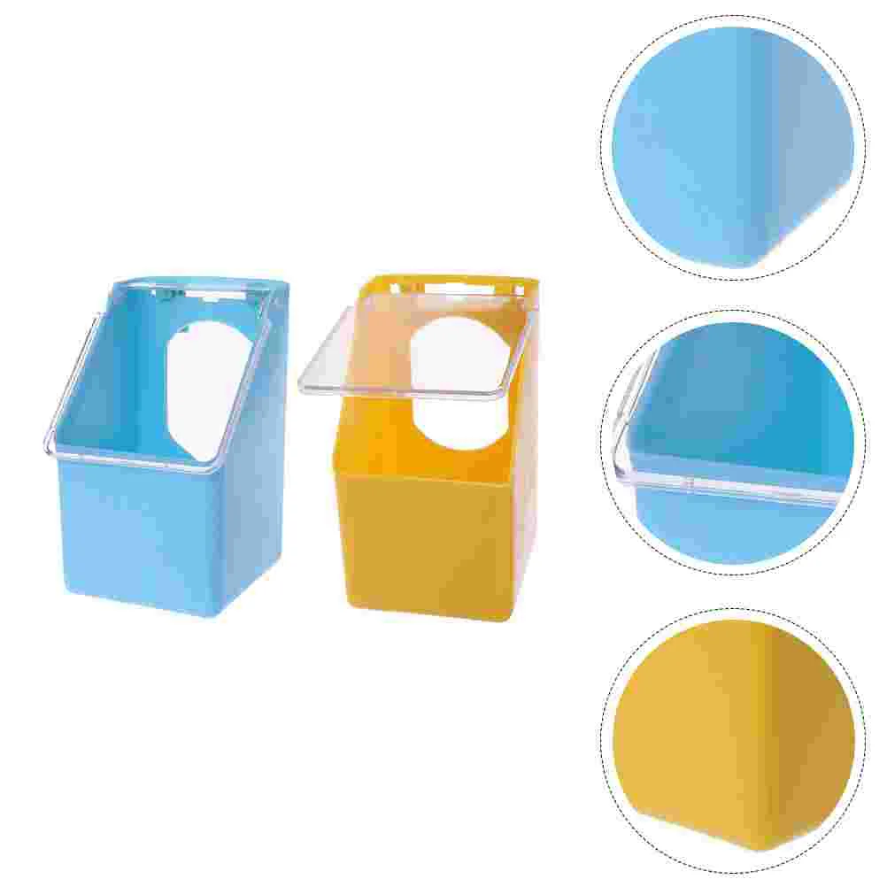 

2 Pcs Hamster Toy Pigeon Hanging Box Creative Pet Feeder Tray Food Container Pendant Cage Supply Blue