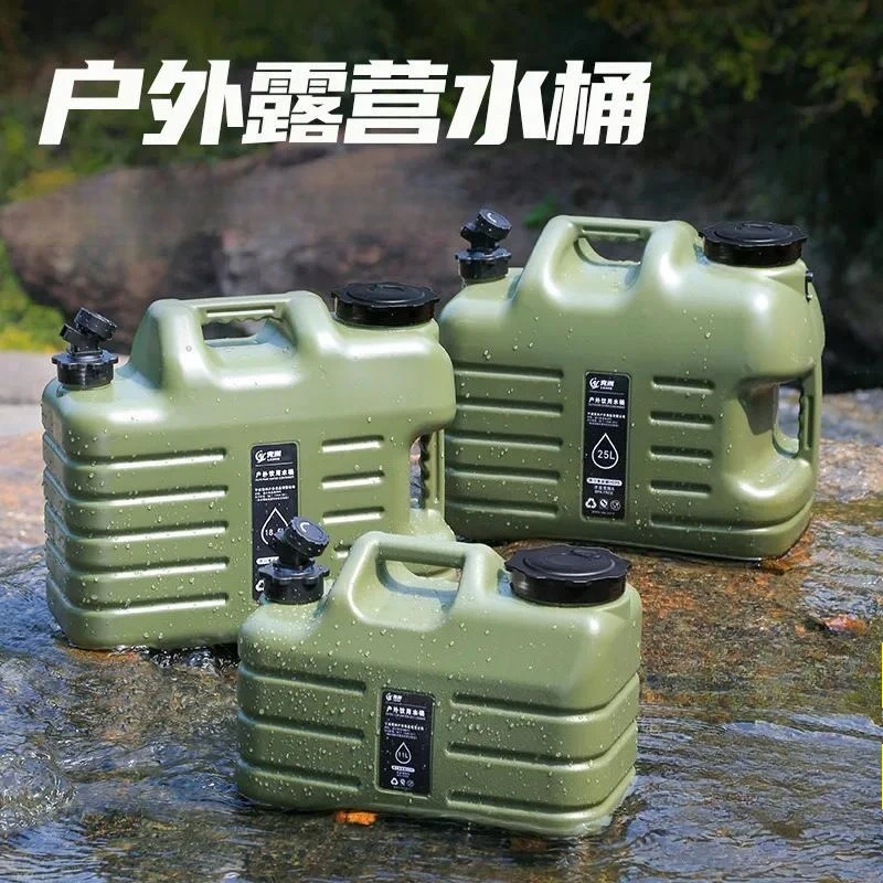 Outdoor Camping PE Water Storage Bucket With Faucet Portable Square Tank For Car Pure Mineral Spring Drinking Container