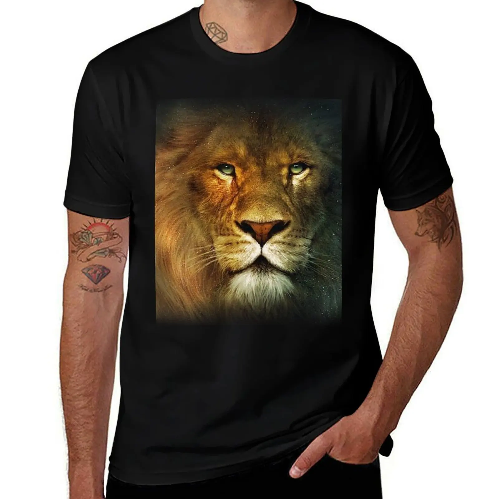 

t cotton man designer plain t Lion T-Shirt Narnia black man shirt for pack t-shirt package cotton shirt