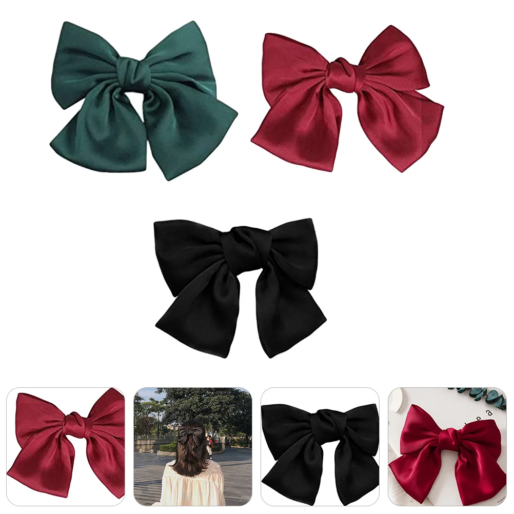 

3 Pcs Bow Hairpin Oversize Knot Clip Hairstyle Holder Spring Clamp Bows Barrette Iron Clips Grip Hairpins