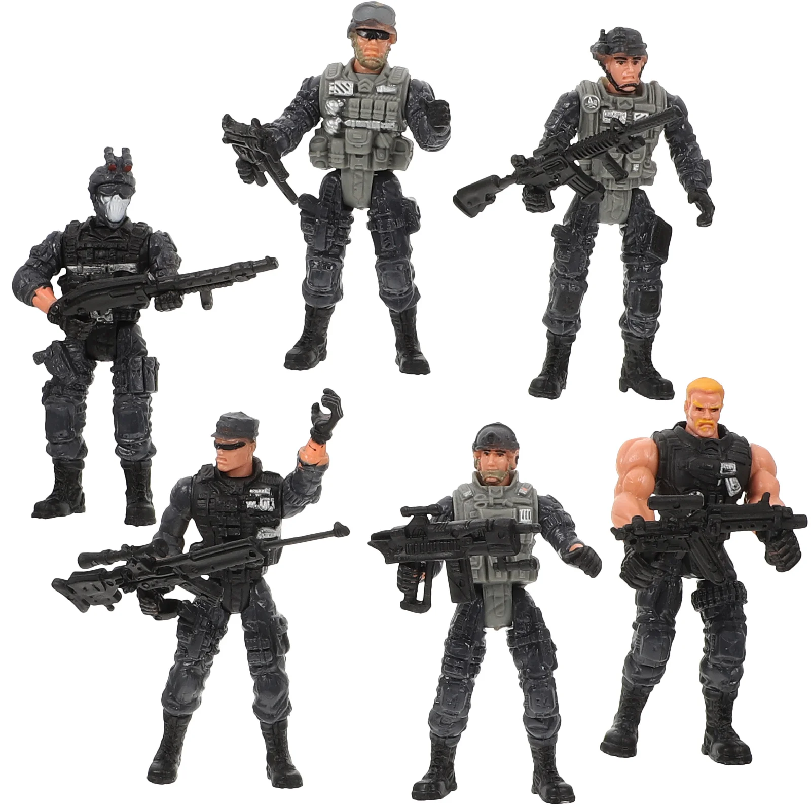 6 pçs soldados equipe figura modelo crianças brinquedos educativos quebra-cabeça modelos flexíveis criança em miniatura exército homem