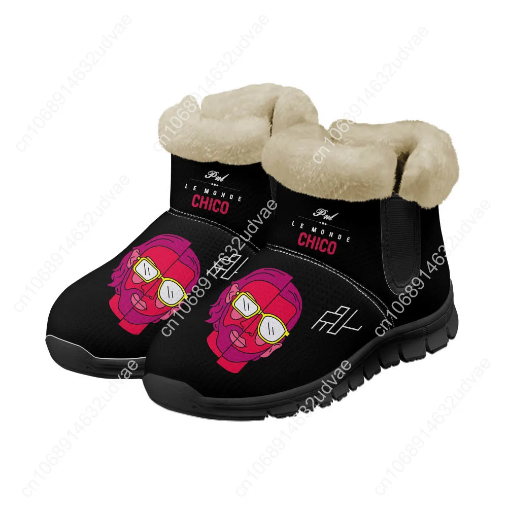 Le Monde Chico zapatos de felpa botas PNL álbum rapero francés hombres mujeres mantener caliente zapatillas bota casual deportes zapatilla personalizada negro
