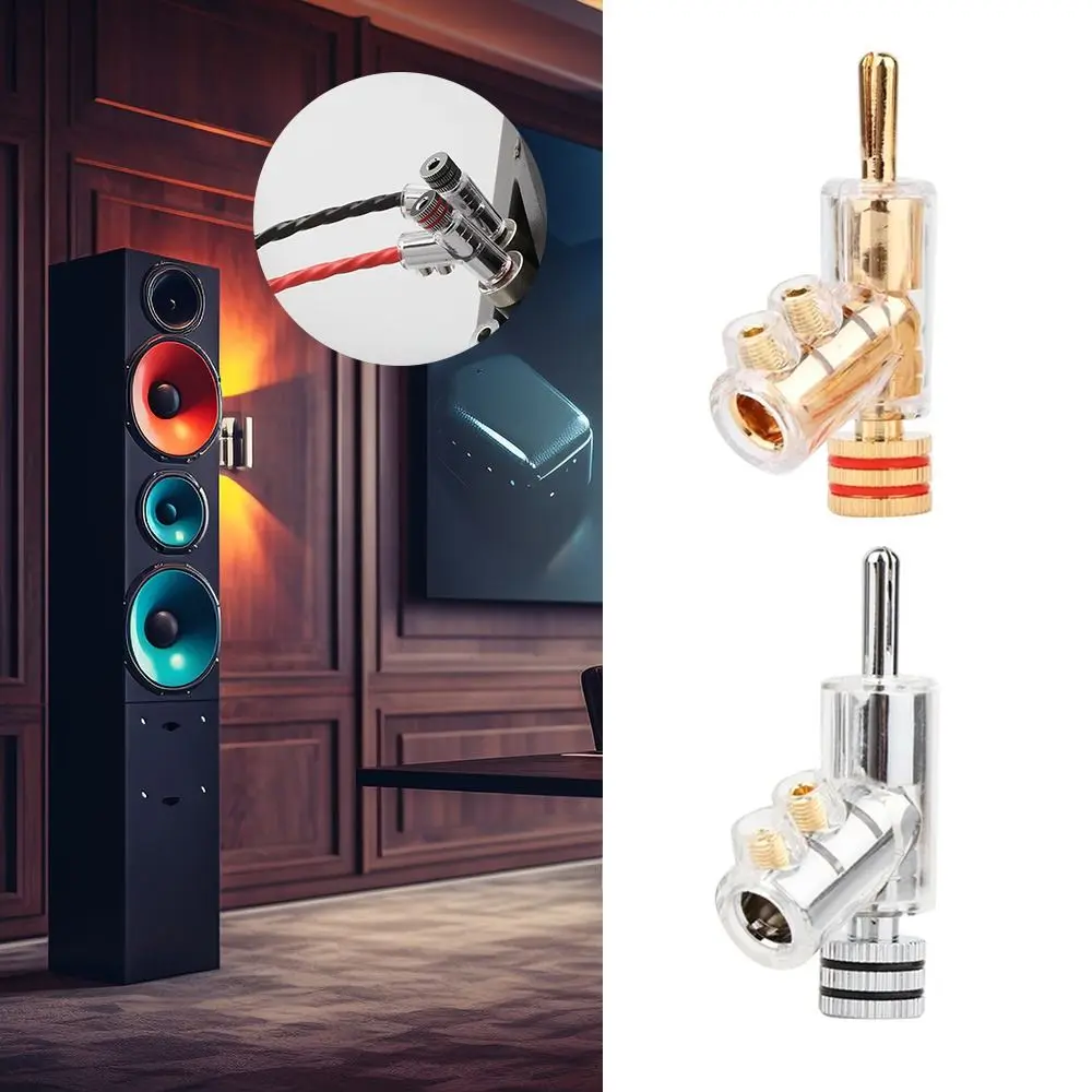 

Rhodium Plated Gold Plated 45 Degree Banana Connector Double Screw Lockable Speaker Cable Banana Plug Banana Jack