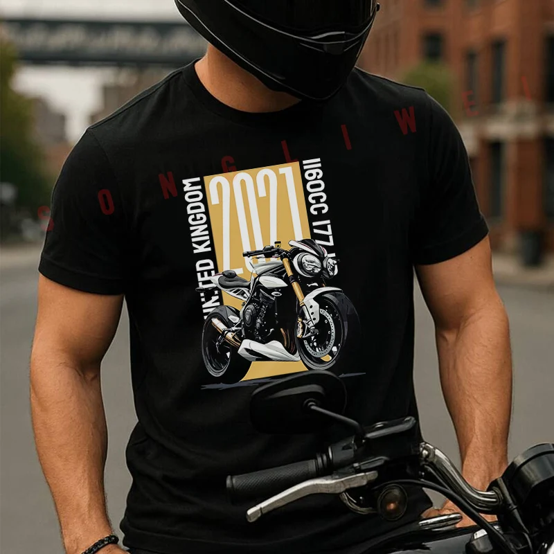 

Moto A Sport Bike On A Vibrant T Shirt Summer Creative Short Sleeved Casual Tee Men Women Streetwear Loose T-shirt