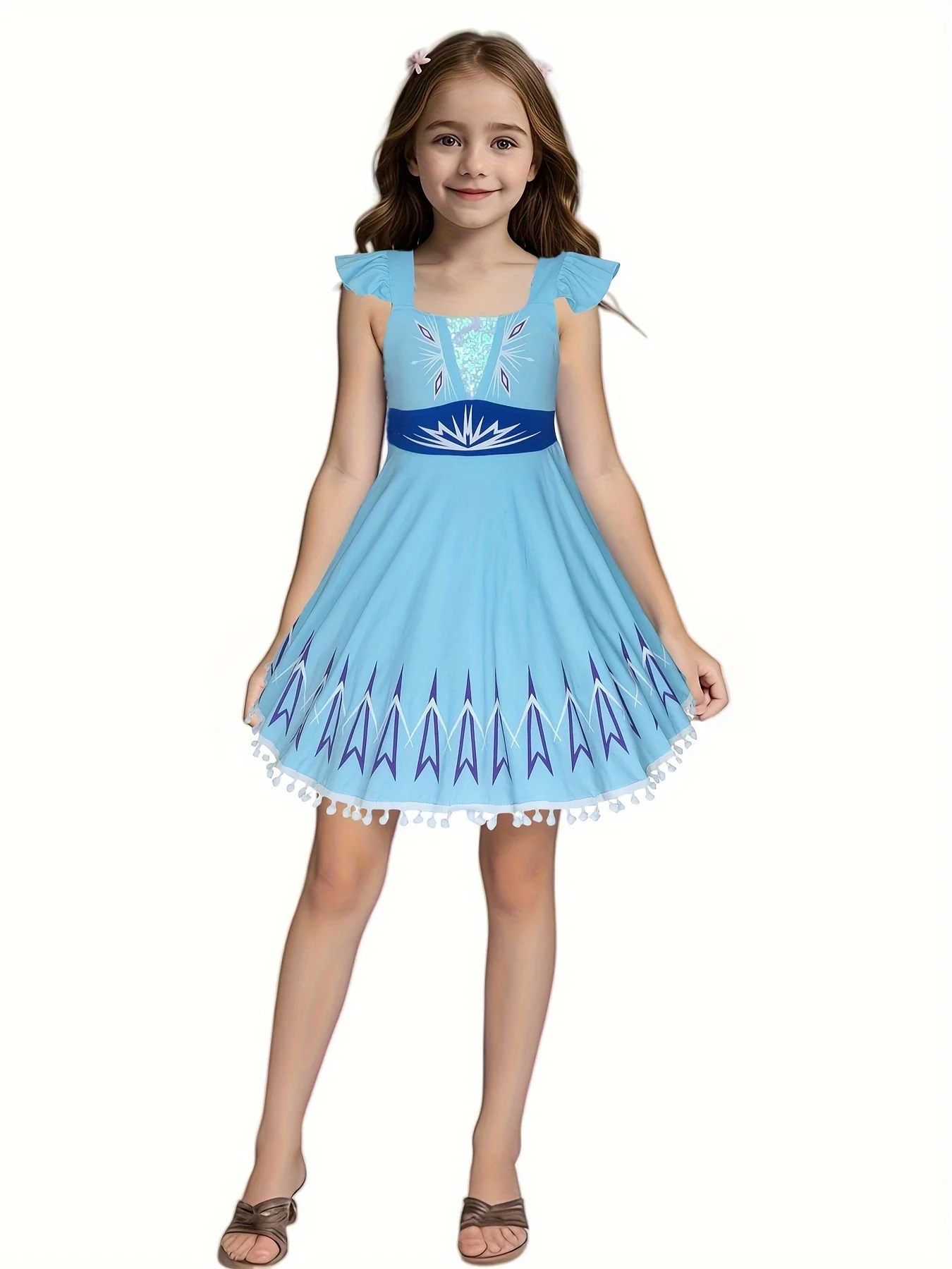 Girl Princess Dress Softest Everyday Wear Belle Aurora Ice Queen Moana Summer Birthday Costume Dress Christmas Cosply Dress