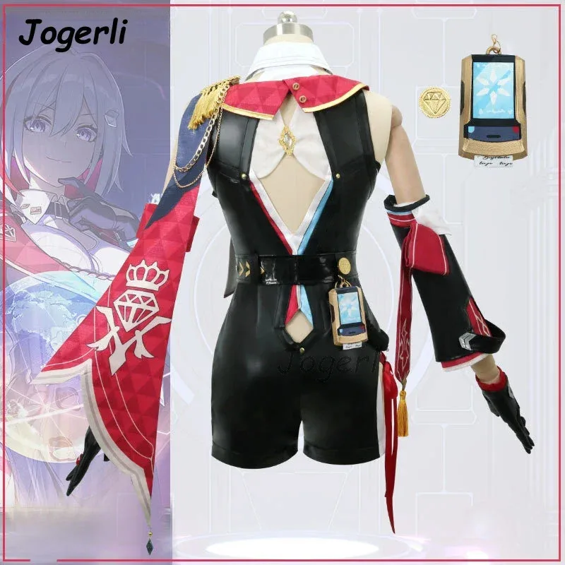Jogerli Honkai: disfraces de Cosplay de topacio de Star Rail, disfraz de cuero Pu para mujer, traje de juego de rol, peluca, ropa de Halloween; 6,r'8;p'