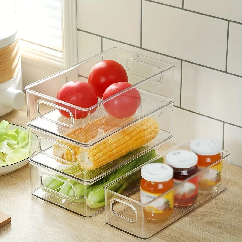 Plastic Crisper Transparent Box Refrigerator Crisper Storage Box Storage Kitchen Acrylic Desktop Storage Organizer Box