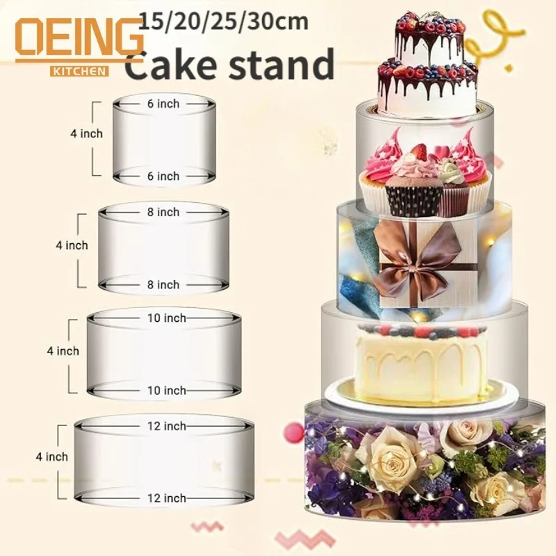 Acrylic Wedding Cake Stand Transparent Round Dessert Display Plate Decorative Cake  Suitable Birthday  Party Gathering Supplies