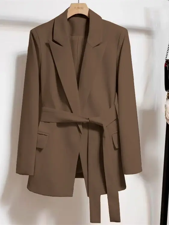 Prendas de abrigo para Mujer, abrigo, Blazer para Mujer, mangas para Mujer, regalo negro francés, tendencia recortada para Mujer, nuevo cuello con muescas que combina con todo